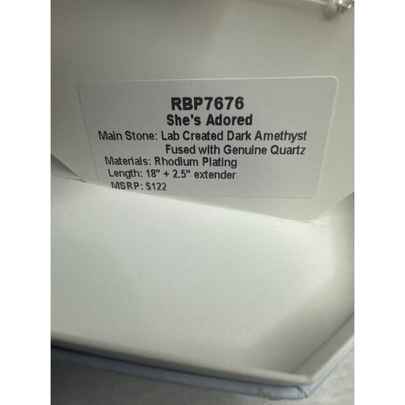 RBP7676 She's Adored BP necklace Lab created dark amethyst - Picture 2 of 2